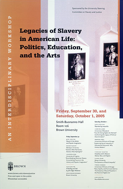Poster for Legacies of Slavery in American Life event